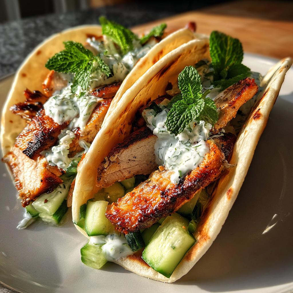 Gegrilde kip gyro taco’s met munt-yoghurt - detail 1