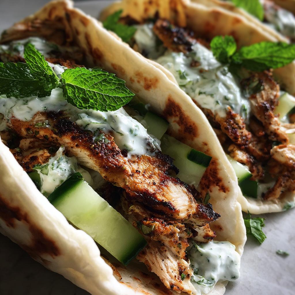 Gegrilde kip gyro taco’s met munt-yoghurt