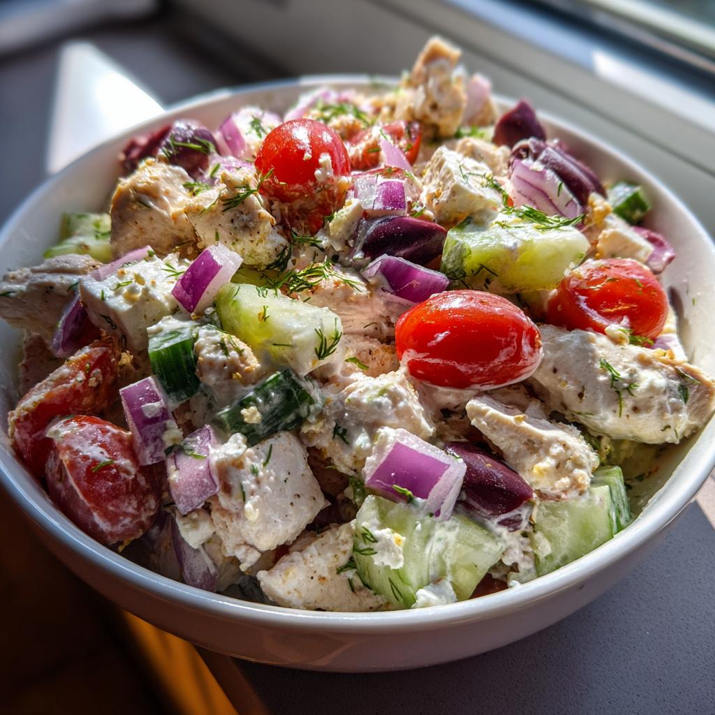 Griekse kipsalade met tzatziki-dressing - detail 1