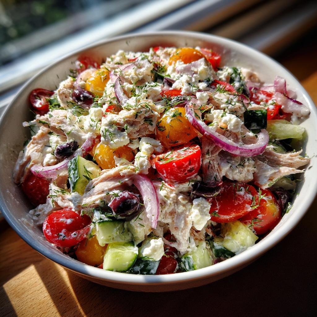 Griekse kipsalade met tzatziki-dressing