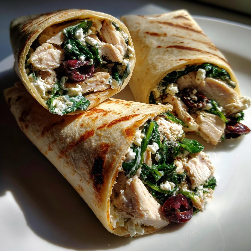 Griekse kipwraps met spinazie, olijven en feta - detail 1