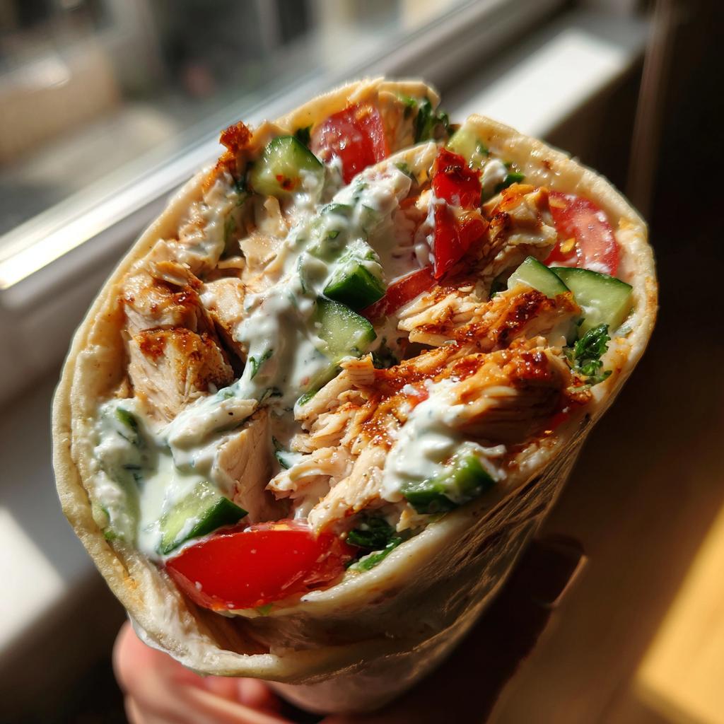 Kip tzatziki wraps met komkommer-tomatensalade