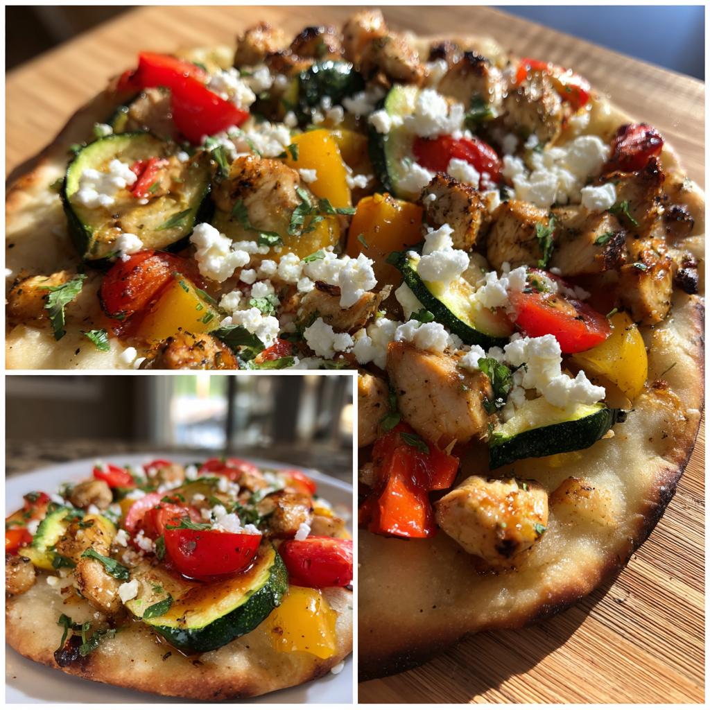 Mediterrane kip- en groente flatbreads