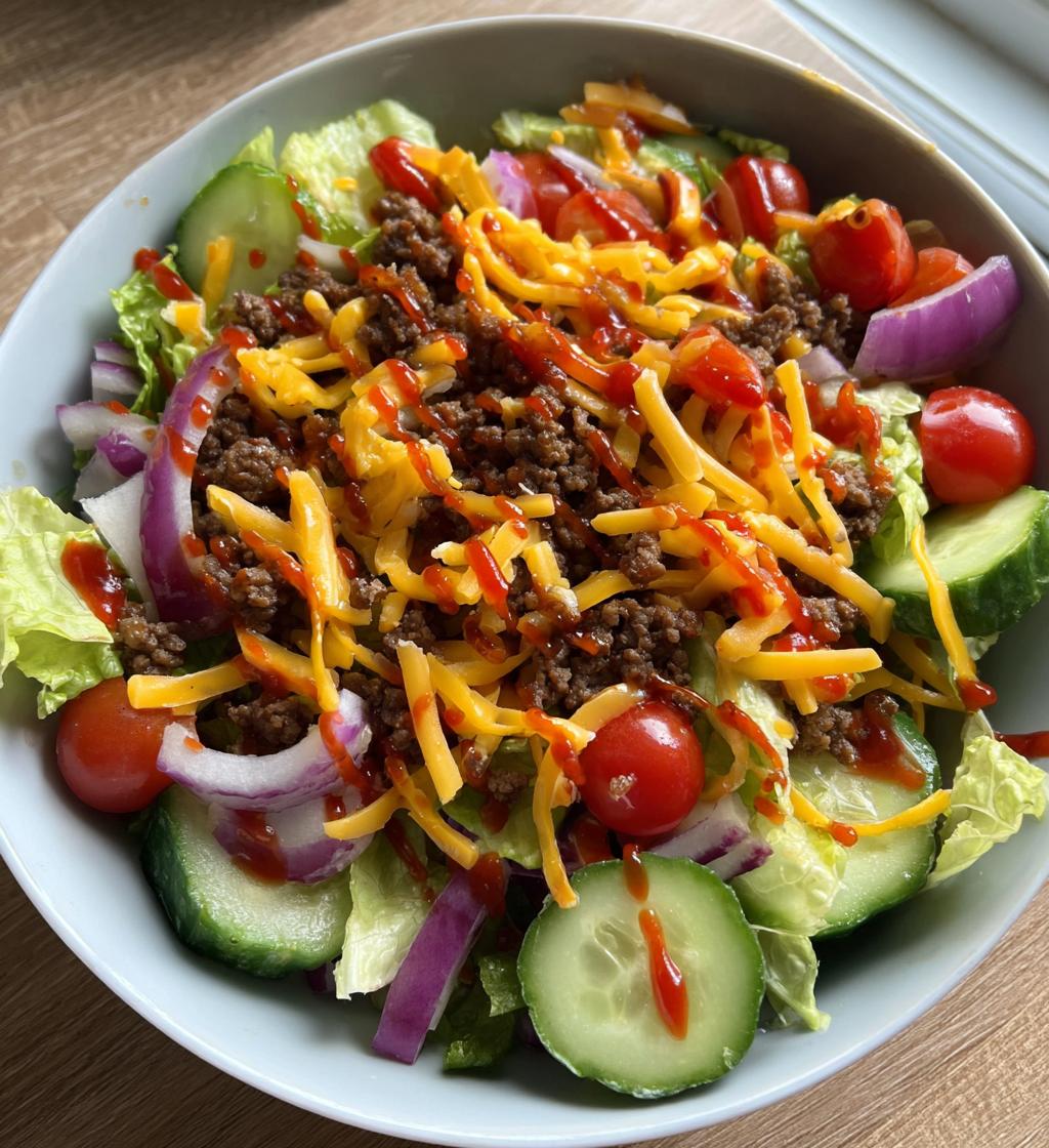 Cheeseburgersalade - detail 1
