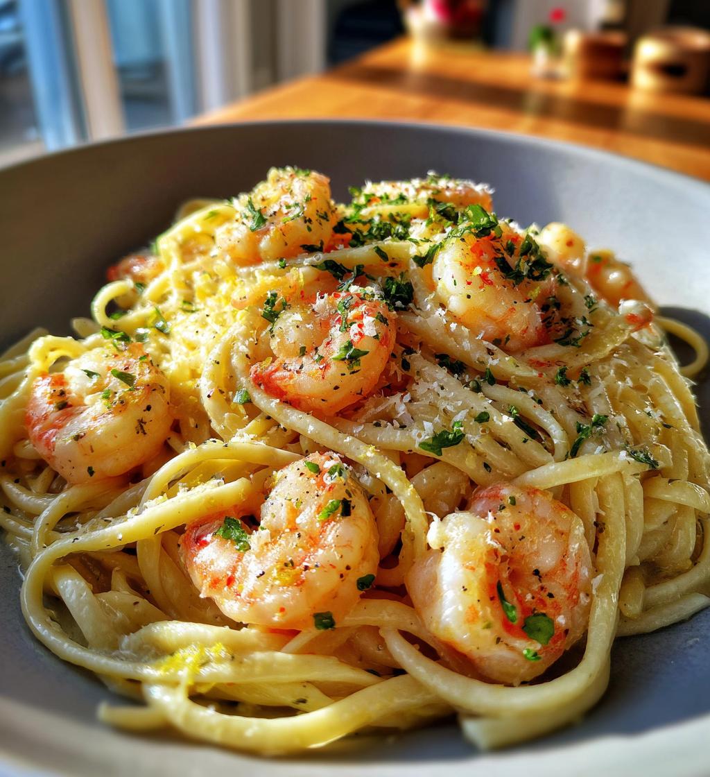 Citroenboter Pasta met Garnalen