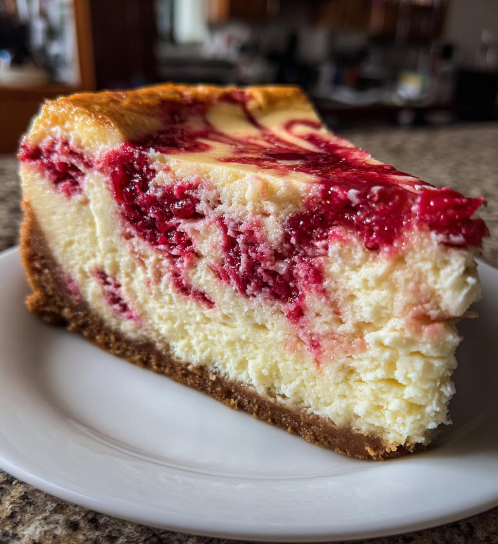 Frambozen Swirl Cheesecake - detail 1