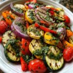 Gegrilde groentesalade met basilicumdressing