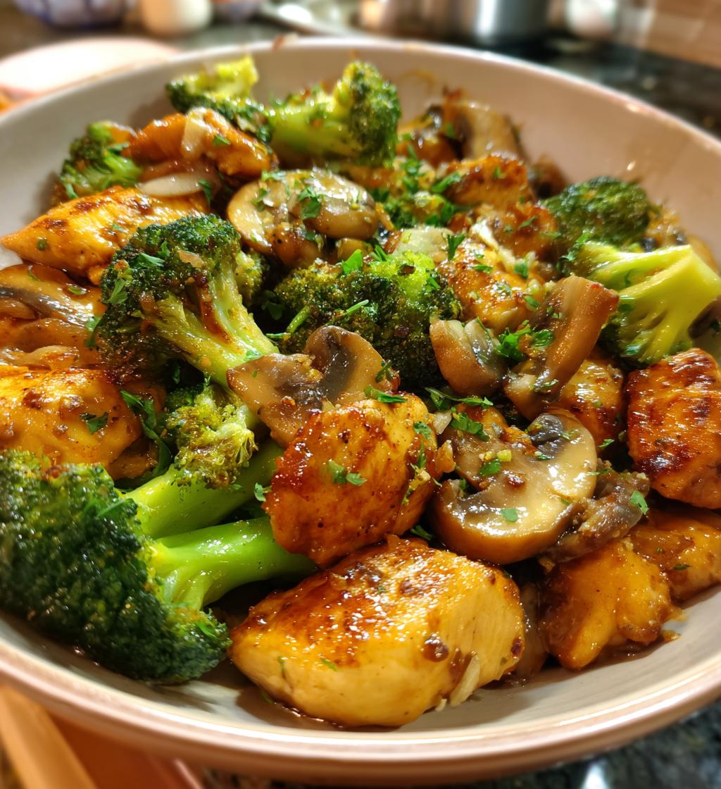 Kip Broccoli Champignon Roerbakschotel - detail 1