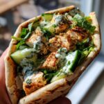 Kip en komkommer pita salade