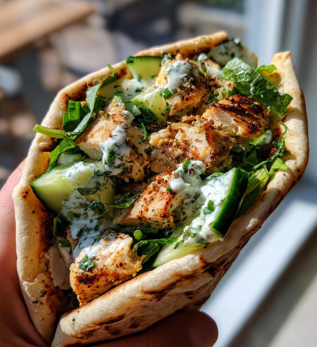 Kip en komkommer pita salade