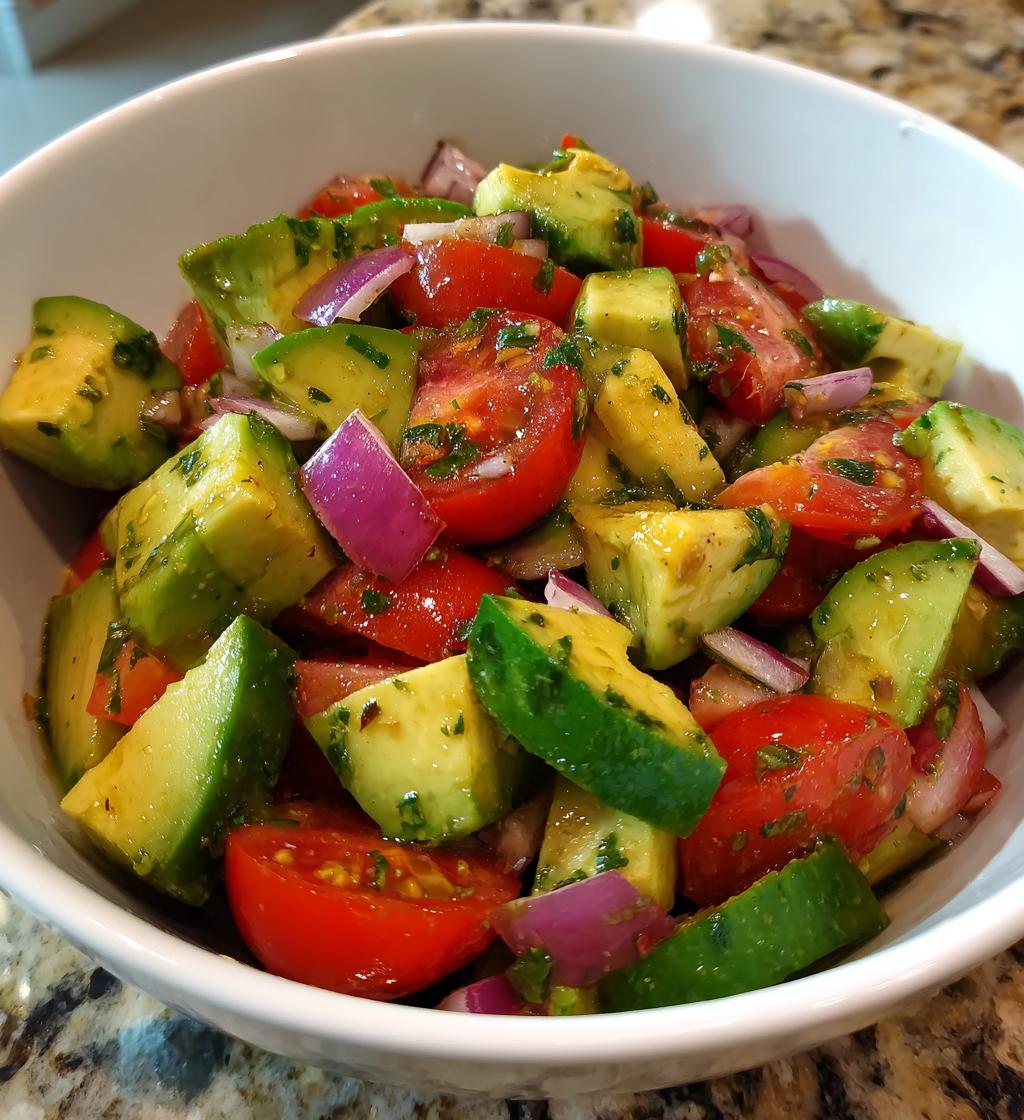 Komkommer-tomaat-avocadosalade