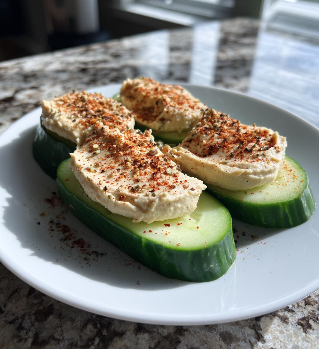 Komkommerschijfjes met hummus - detail 1