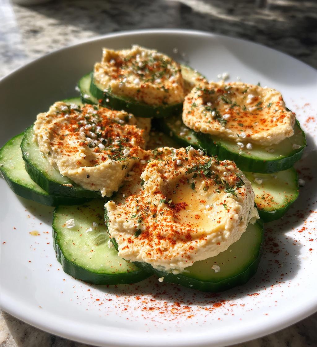 Komkommerschijfjes met hummus