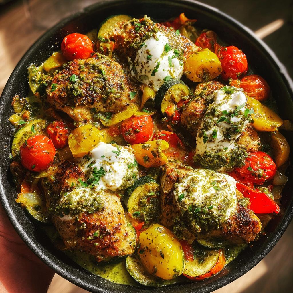 Pesto Kip & Groenteskillet met Burrata