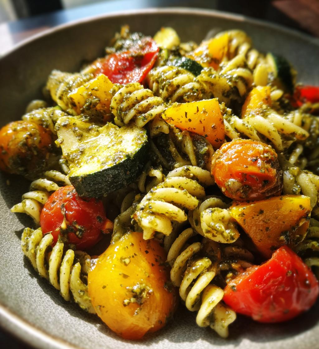 Pesto Pasta met Geroosterde Groenten