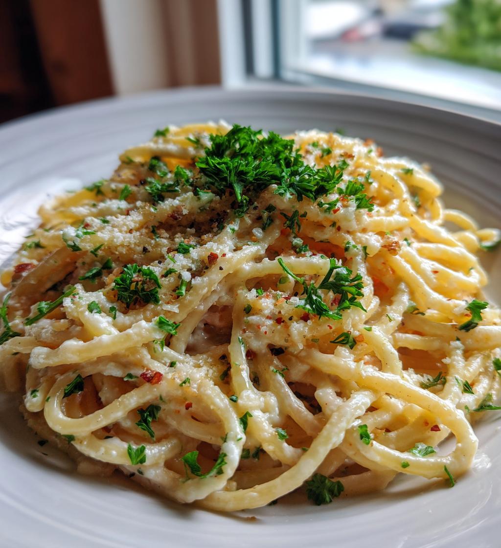 Romige Knoflook Parmezaan Pasta