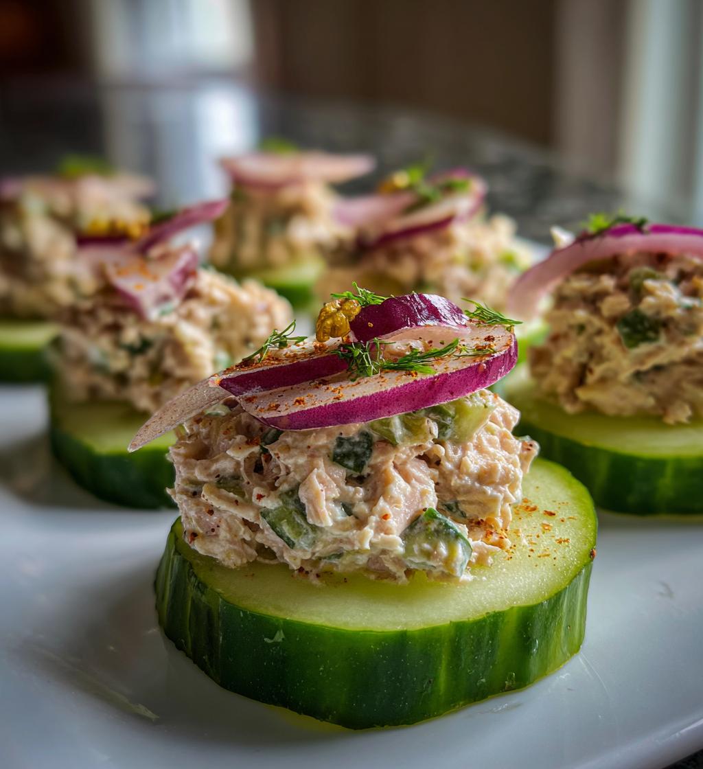 Tuna-salade op komkommerplakken - detail 1