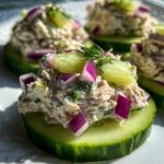 Tuna-salade op komkommerplakken