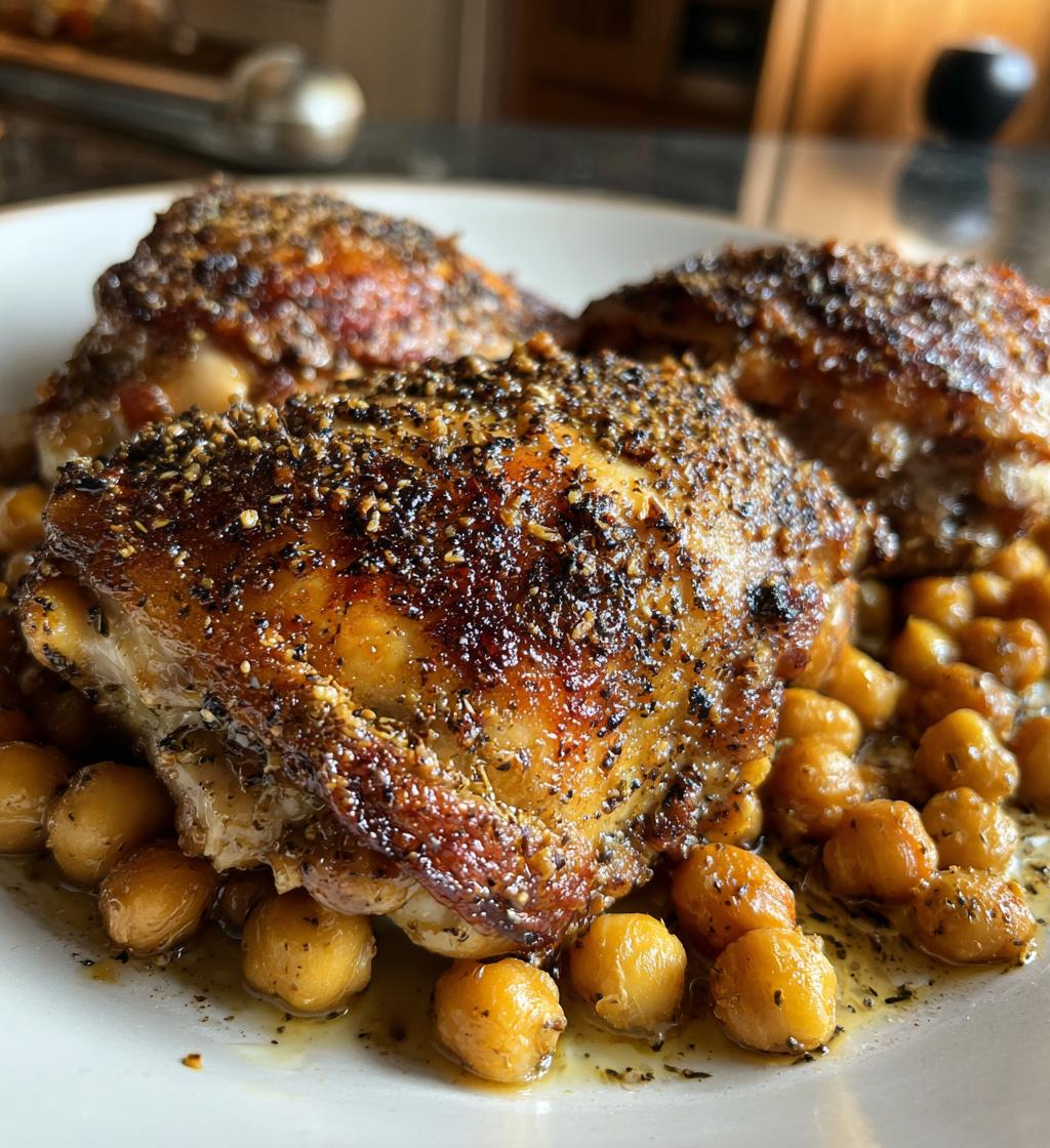 Za'atar-gebraden kip met kikkererwten - detail 1