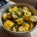 gekarrelde maïs, dille & nieuwe aardappelsalade
