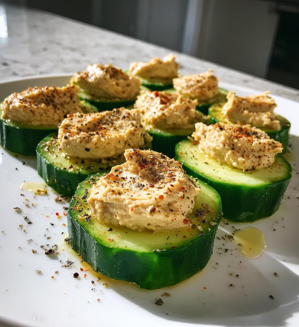 komkommerschijfjes met hummus