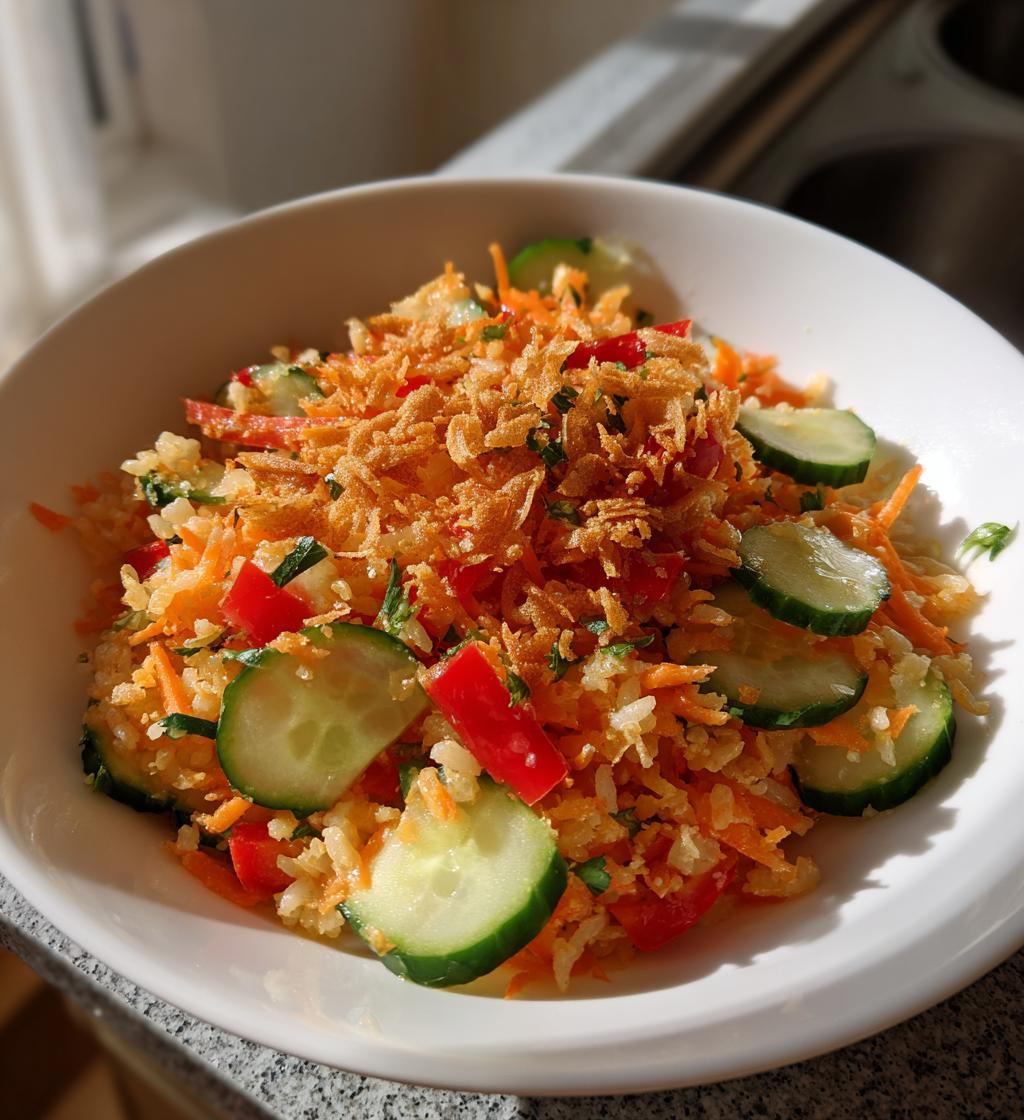 wortelgroentesalade met krokante rijst