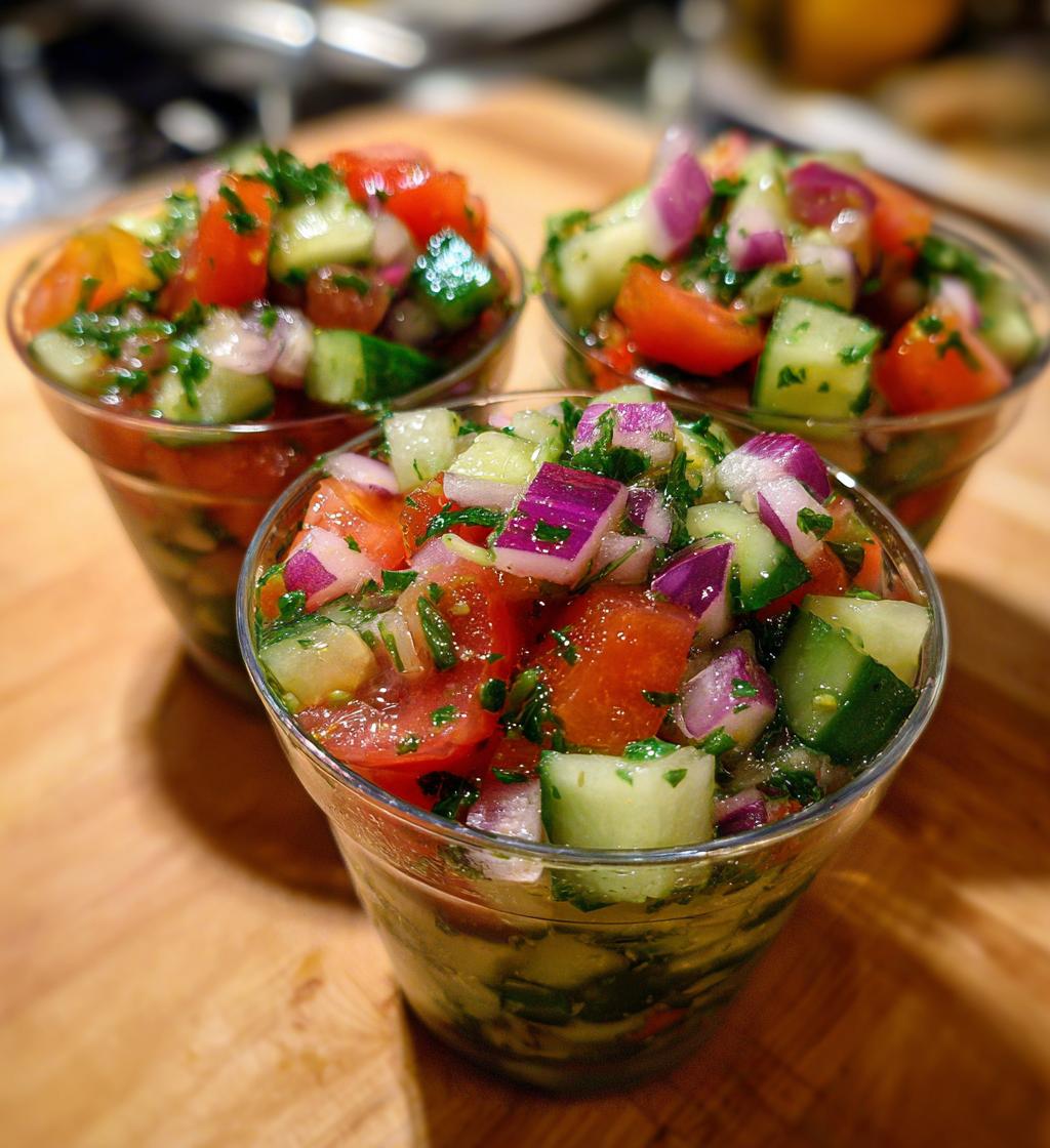 Komkommersalade met tomaat in bekers