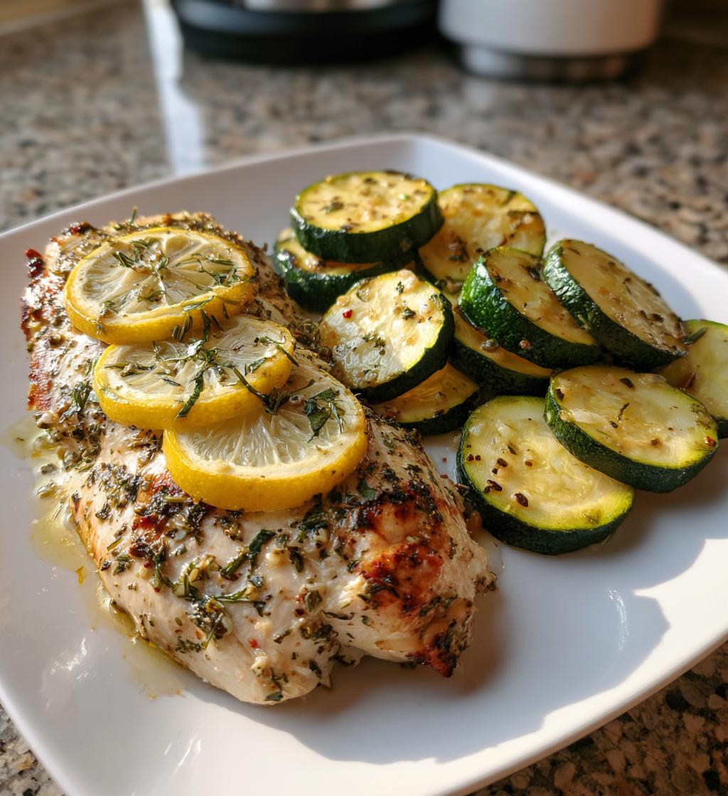 Gegrilde Kip met Citroen en Kruiden en Courgette
