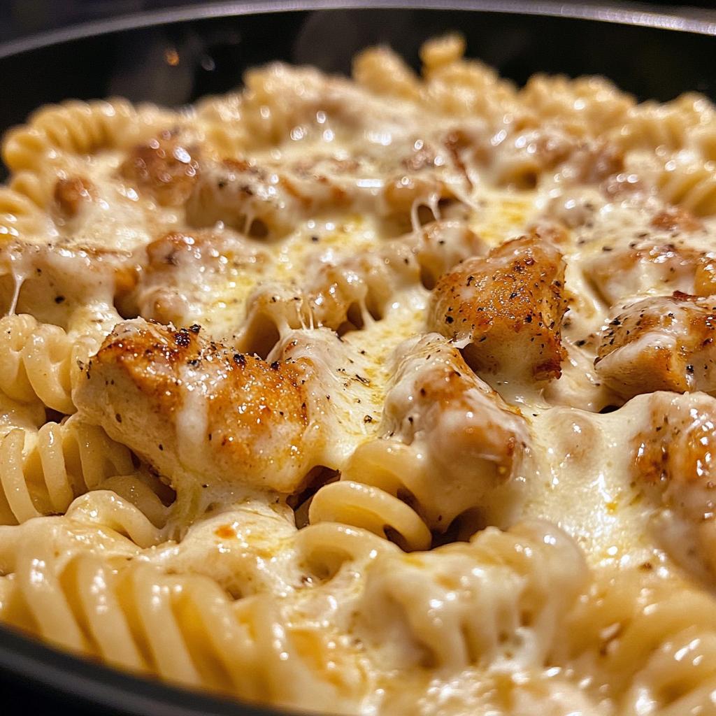 cajun chicken rotini in creamy mozzarella velveeta sauce - detail 1