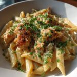 cajun garlic butter chicken penne in creamy parmesan sauce