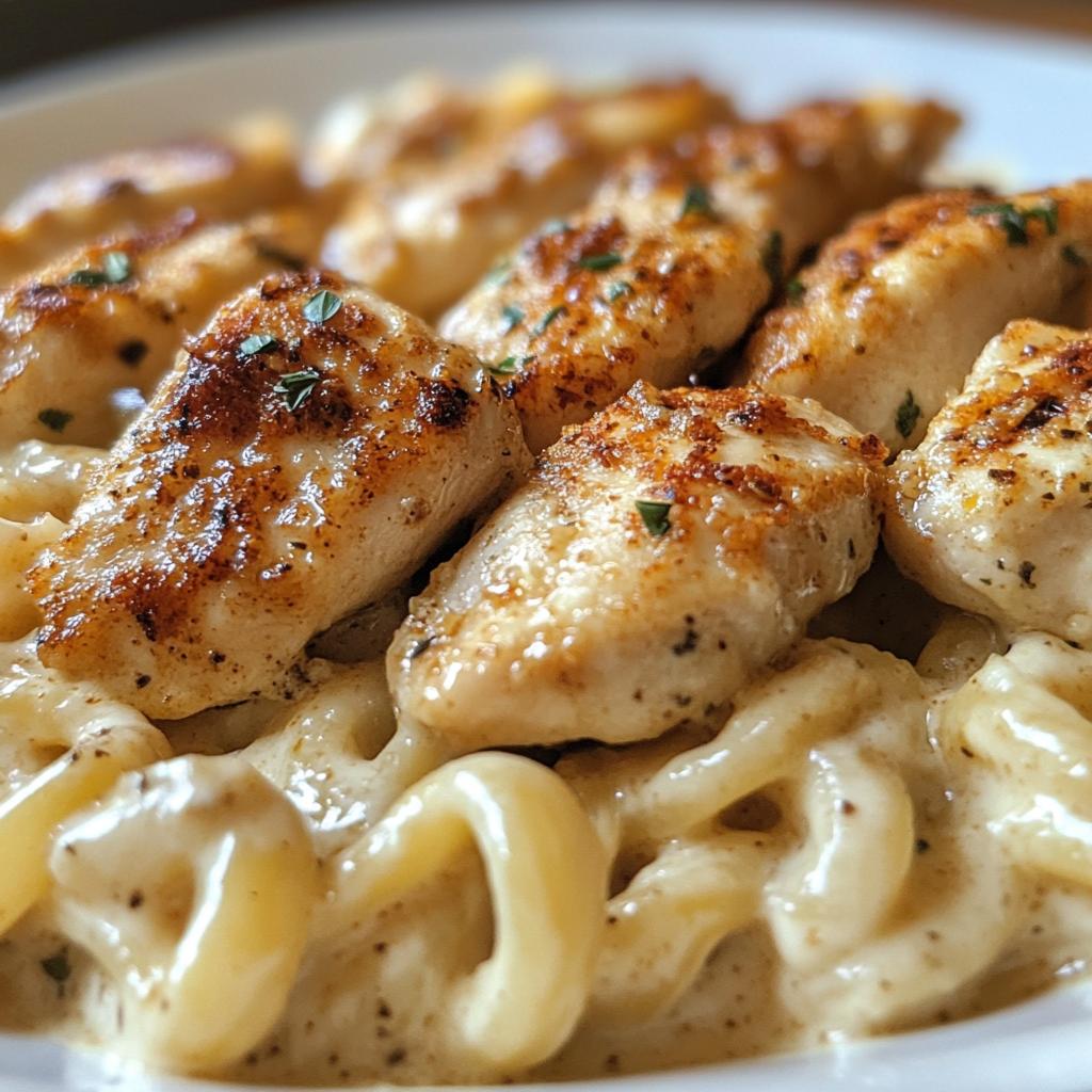 cajun garlic butter chicken with creamy parmesan twisted pasta