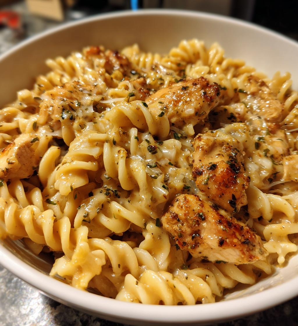 cheesy rotini with garlic parmesan chicken easy pasta dinner