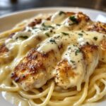 chicken smothered in cheesy alfredo three cheese spaghetti sauce
