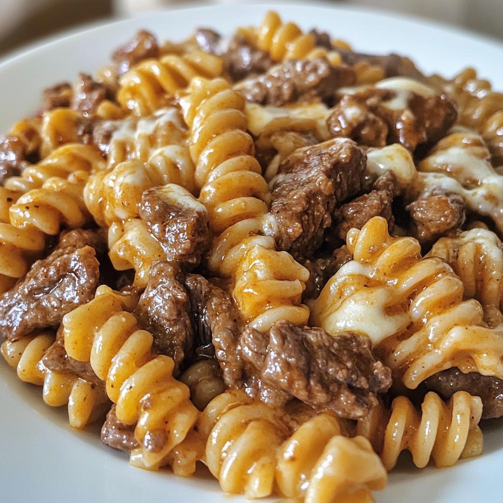 creamy cajun beef and rotini delight