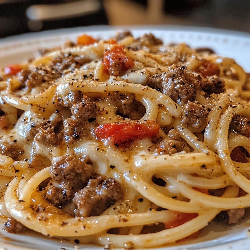 creamy cajun beef spaghetti with three cheese parmesan sauce