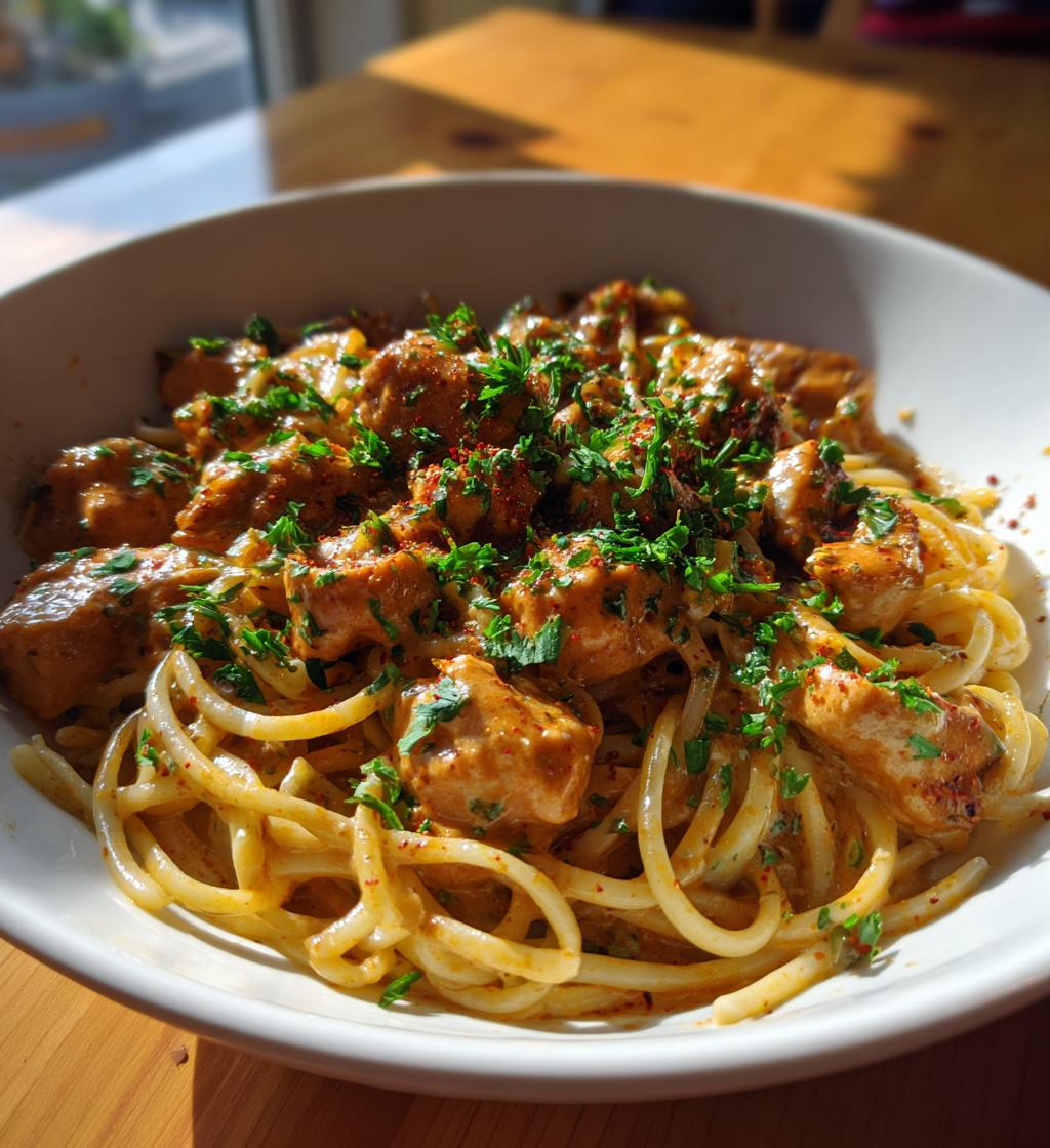 creamy cowboy butter chicken linguine recipe