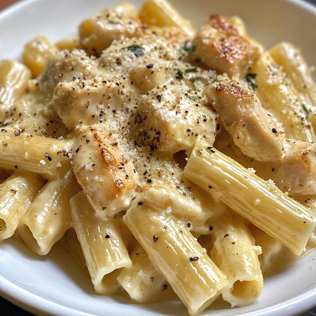 creamy garlic butter chicken rigatoni recipe