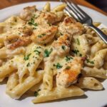 creamy garlic parmesan chicken with cheesy penne pasta