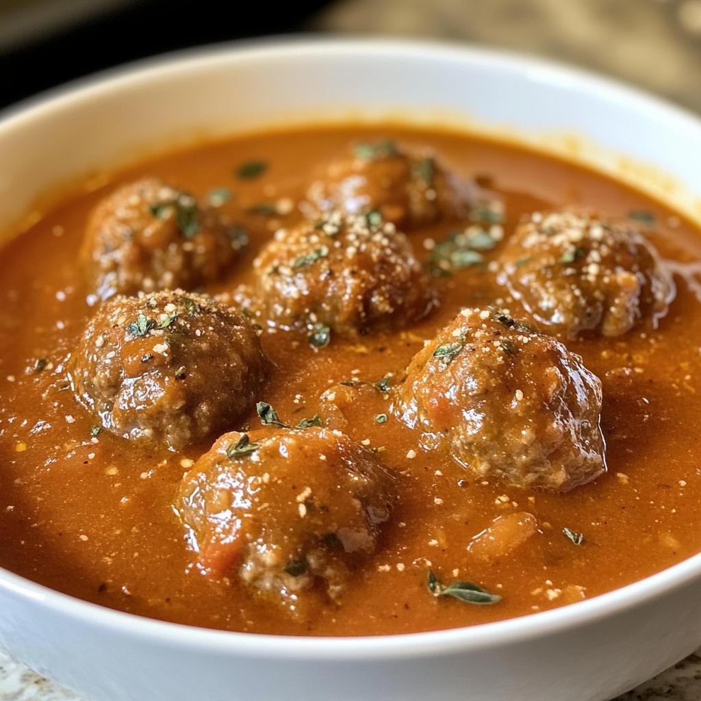 creamy italian meatball soup - detail 1