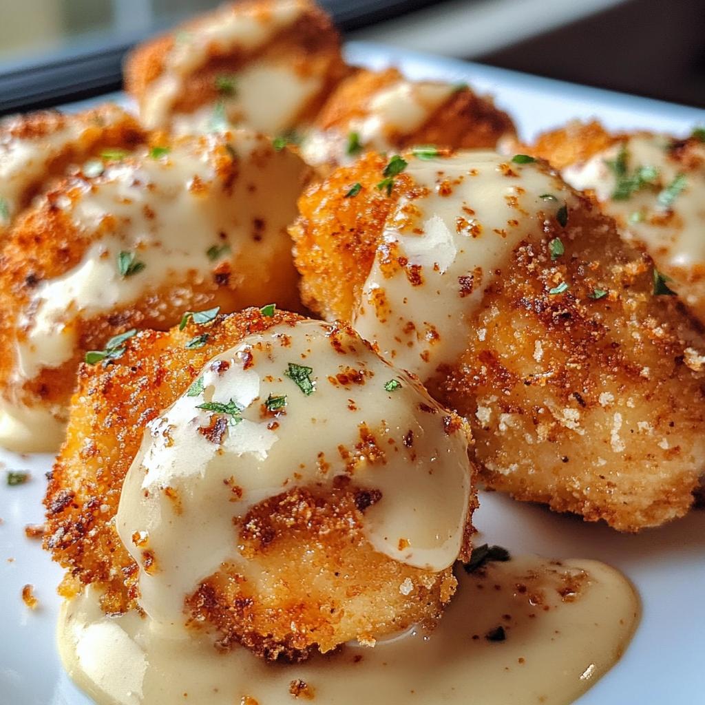 crispy parmesan chicken bites with smoked cajun alfredo recipe - detail 1