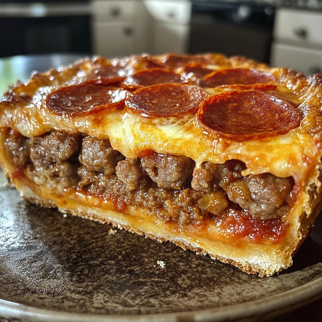 deep hamburger sausage pepperoni pie