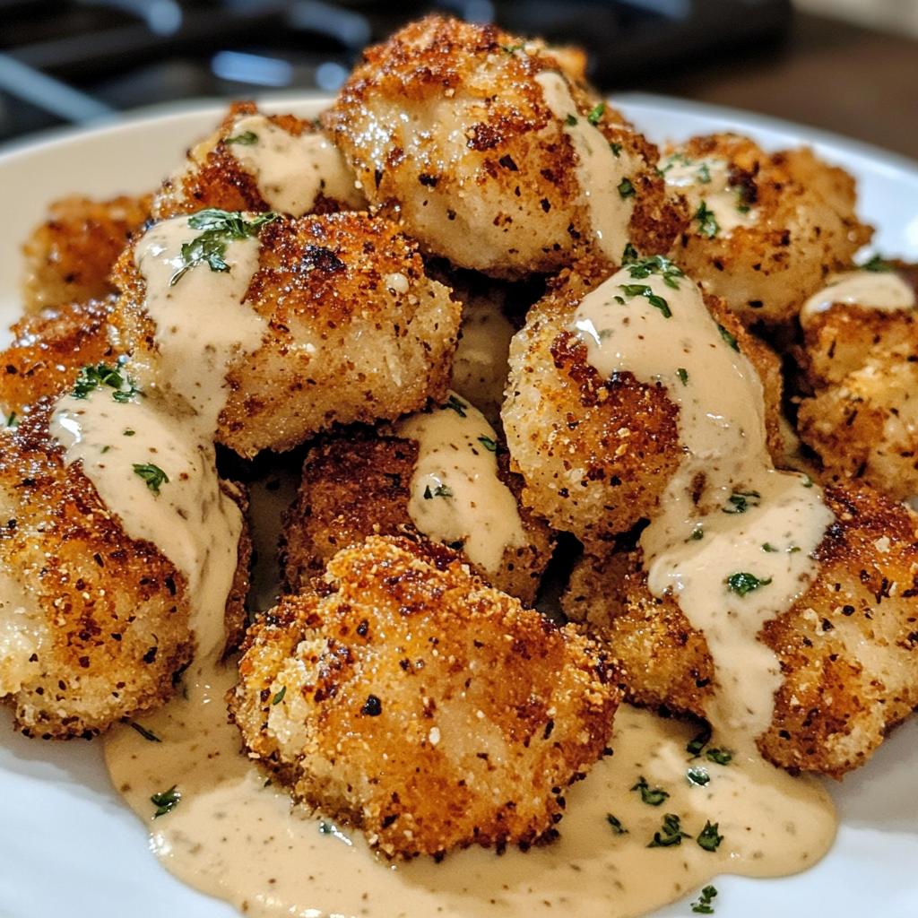 easy crispy parmesan chicken bites with smoked cajun alfredo recipe