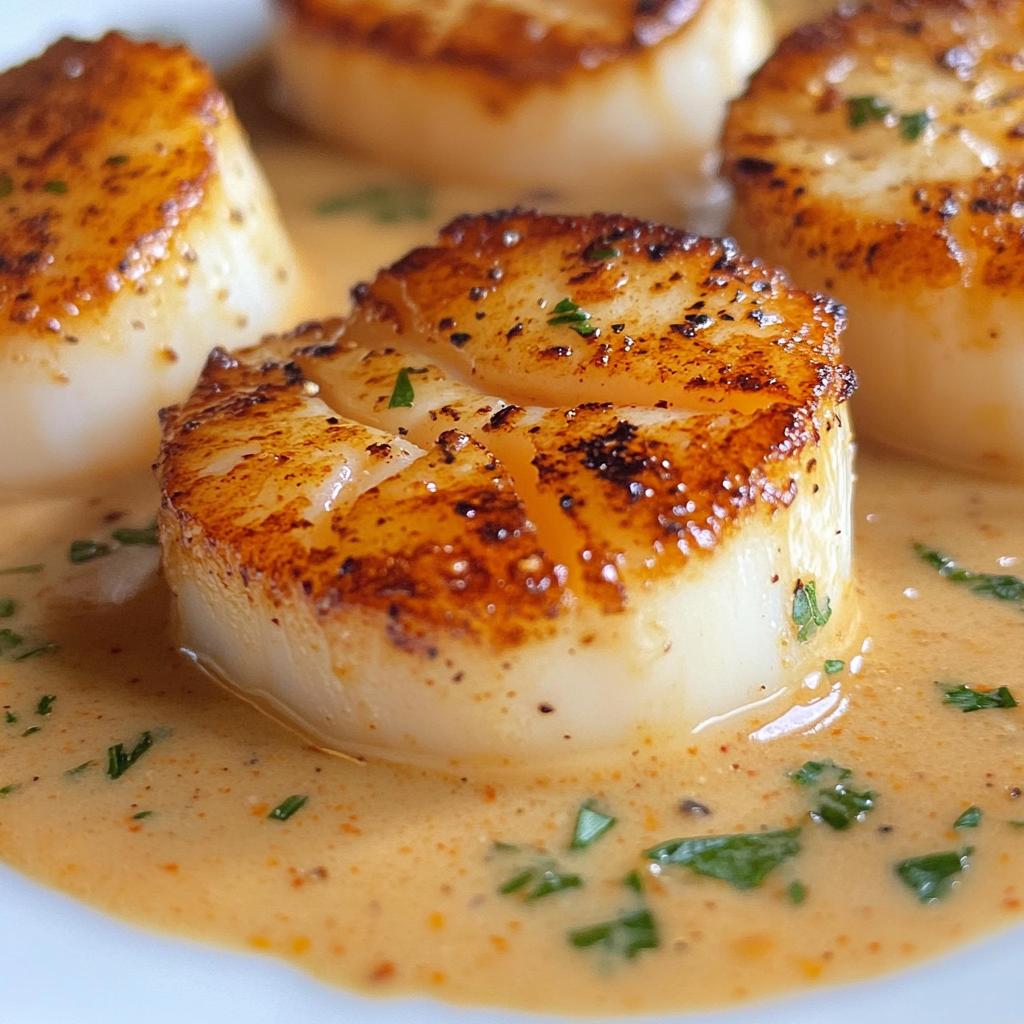 easy seared scallops recipe with spicy cajun cream sauce - detail 1