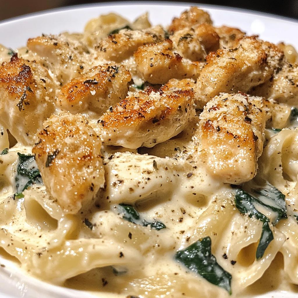 garlic chicken bites creamy cajun spinach artichoke alfredo pasta