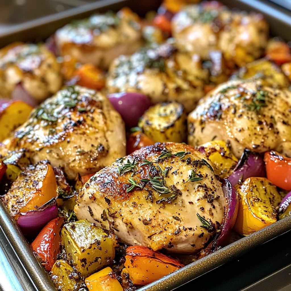 insanely good one pan herb chicken roasted veggie bake - detail 1