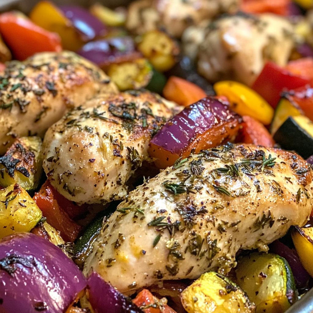 insanely good one pan herb chicken roasted veggie bake