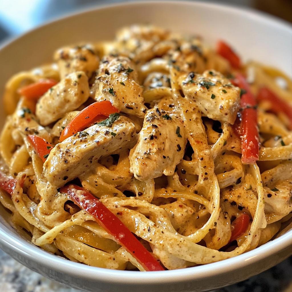 one pot creamy cajun chicken linguine with garlic mozzarella sauce
