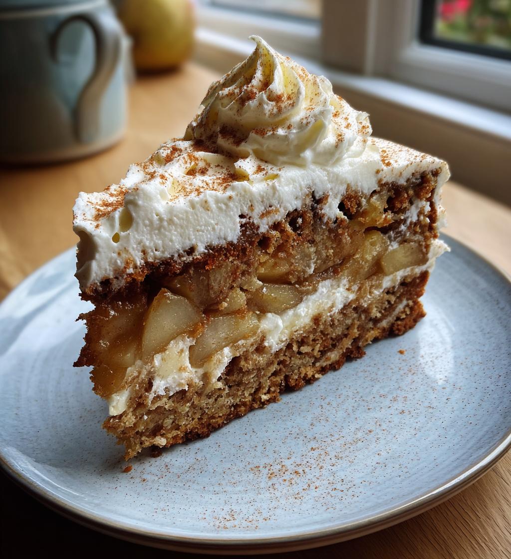 apple spice cake with caramelized apples and whipped cream recipe - detail 1