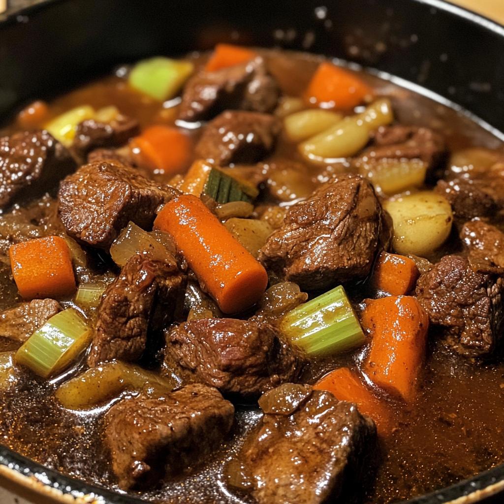 beef and ale stew - detail 1