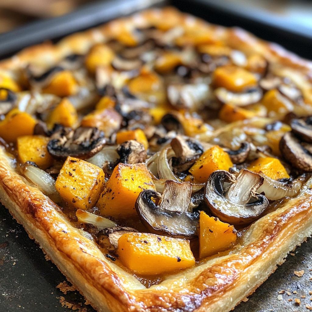 butternut squash and mushroom puff pastry tart recipe